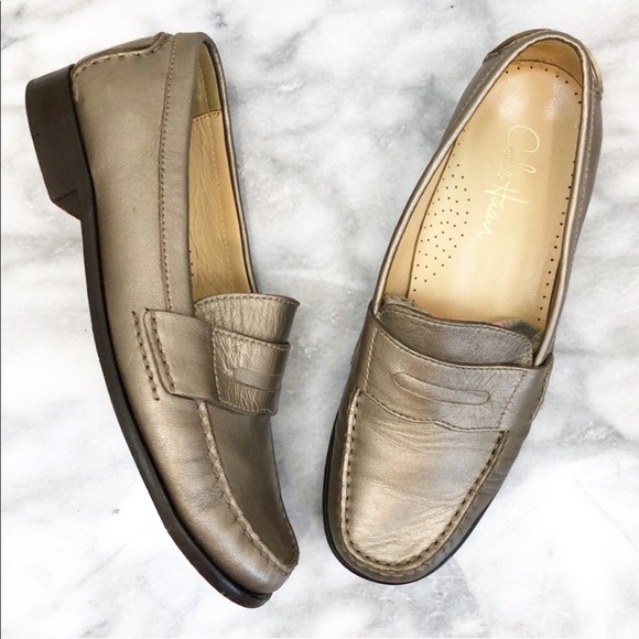 Cole Haan Shoes - Cole Haan pewter / gold metallic leather loafers 7